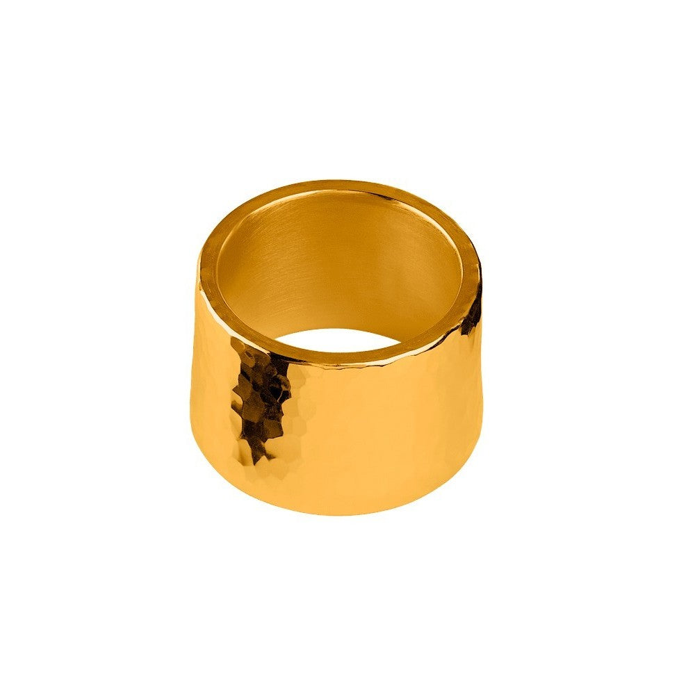JodyJazz HRT1HHG Power Ring Hand-Hammered Gold Ligature and Leather Cap