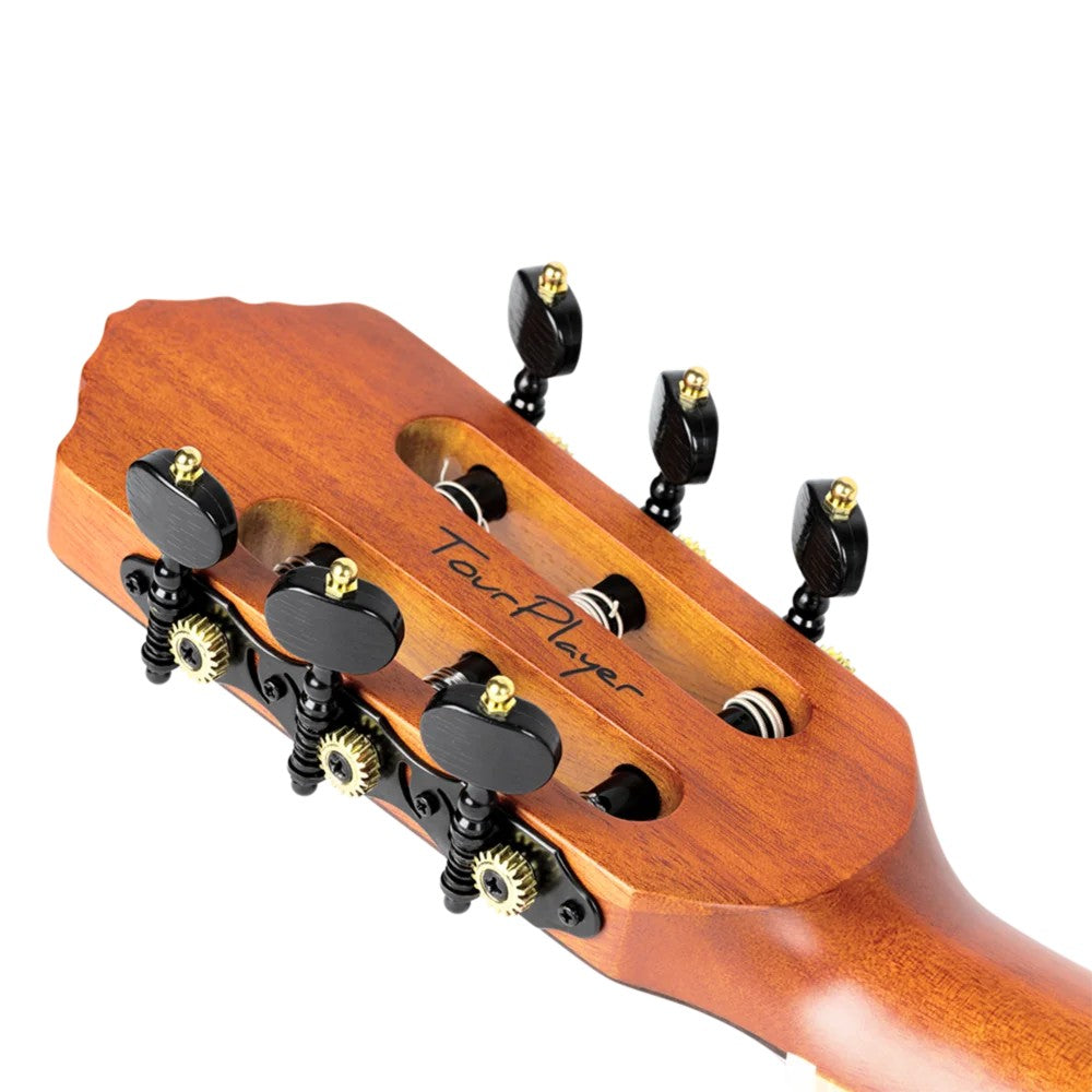 Ortega Tour Player Series Thinline Crossover Nylon String Acoustic Electric - Flamed Maple Blue