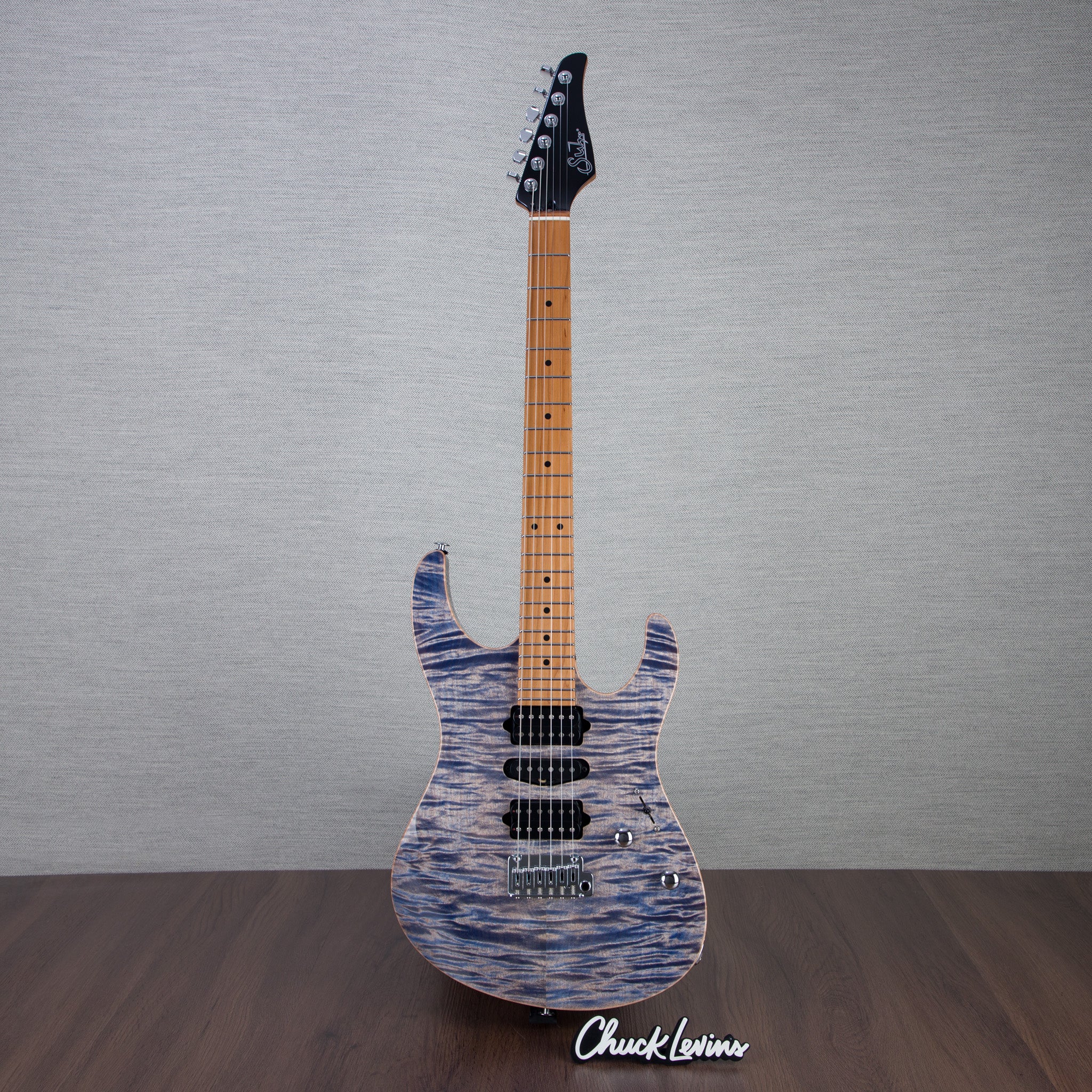 ギター Suhr / Modern Trans Blue Denim Suhr Modern Plus Electric Guitar, Maple Fingerboard - Trans Blue