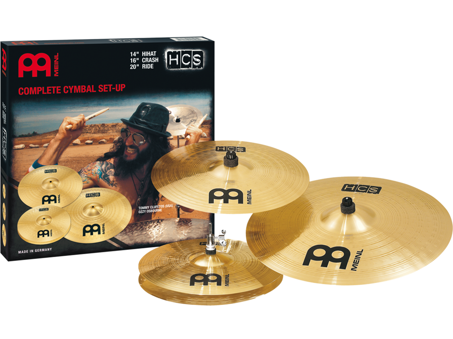 Meinl HCS Complete Cymbal Set-Up: 14" Hi-Hat Cymbals, 16" Crash Cymbal, 20" Ride Cymbal