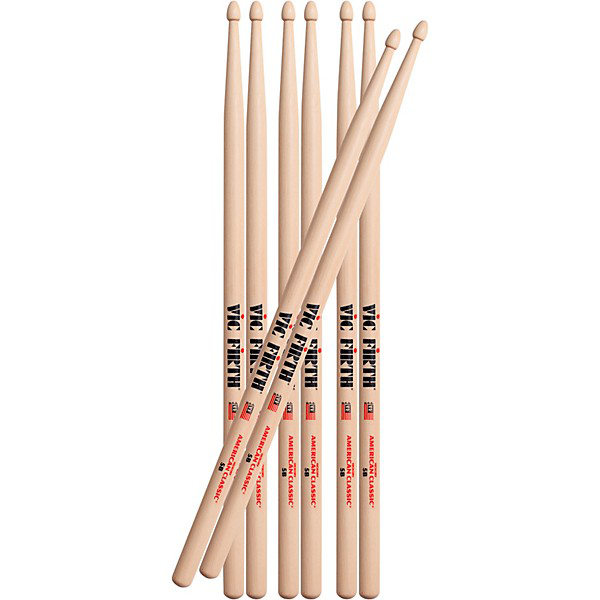 Vic Firth 5B American Classic 4 For 3 Drumstick Pack - Wood Tip