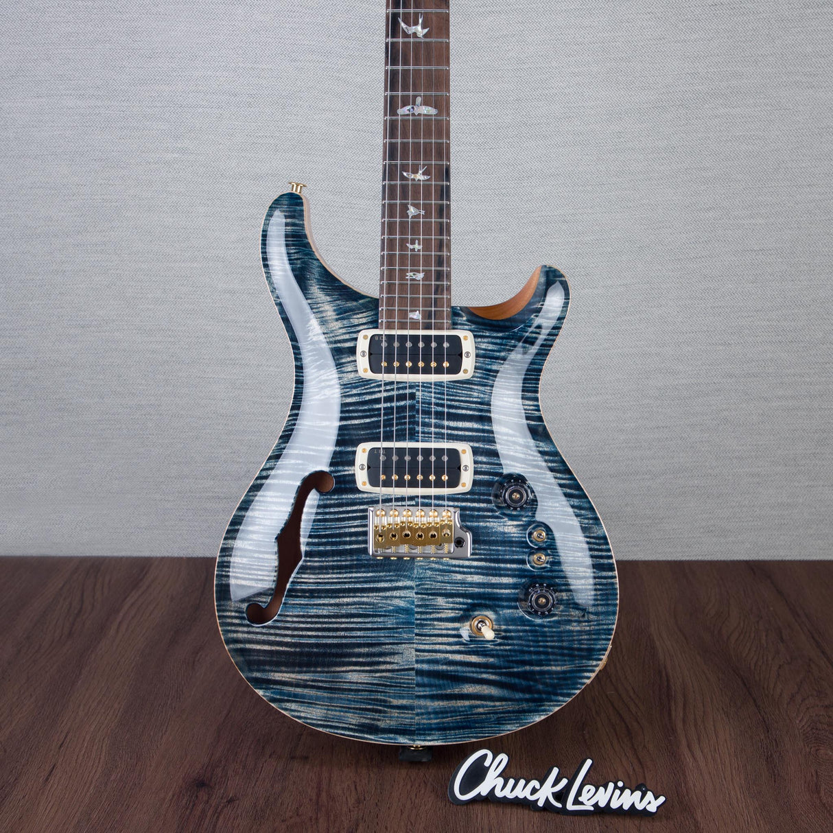 PRS 40th Anniversary Limited Edition Custom 24-08 Semi-Hollowbody Electric Guitar - Faded Whale Blue with Natural Back - #250400135