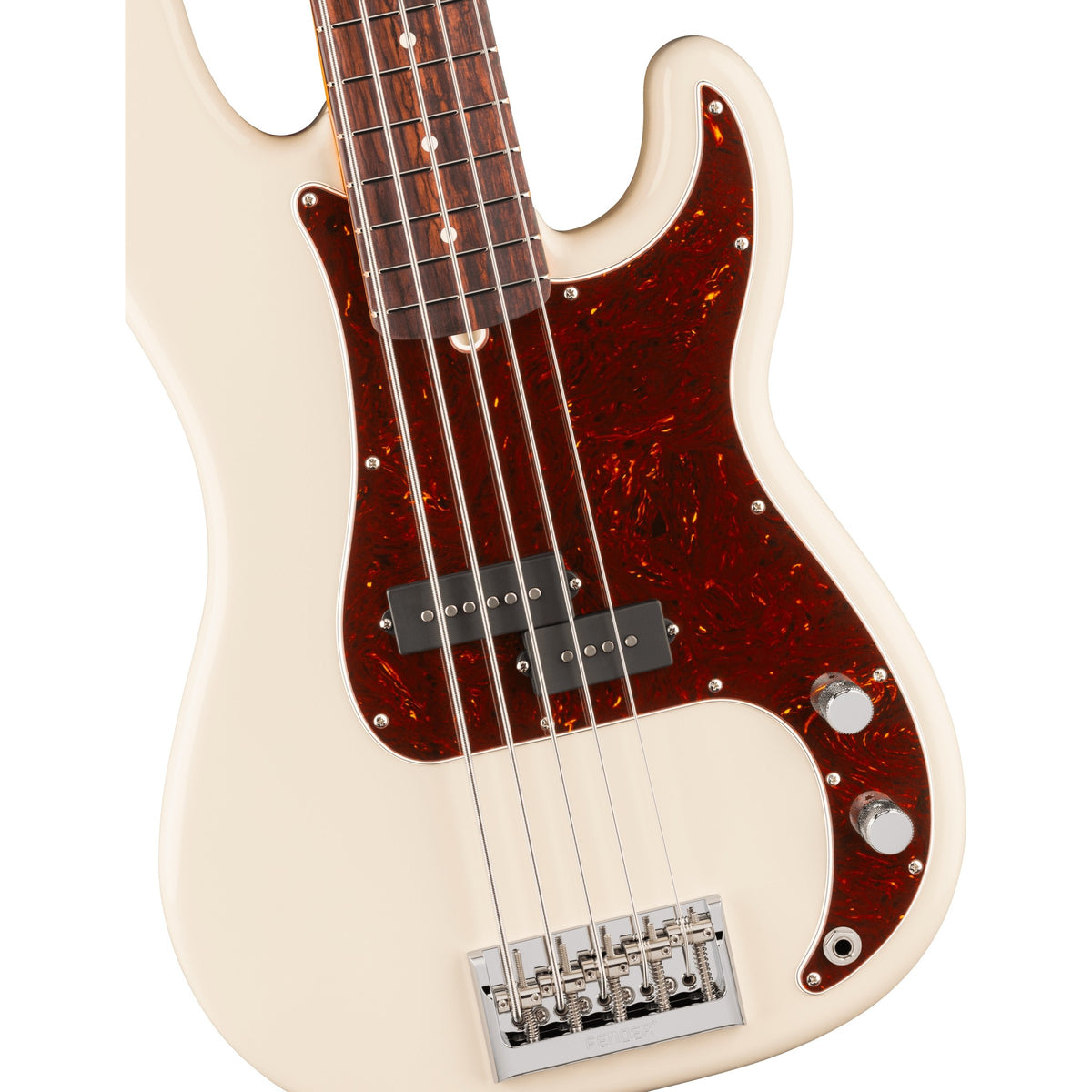 Fender American Professional Precision V 5-String Electric Bass Guitar, Rosewood Fingerboard - Olympic White