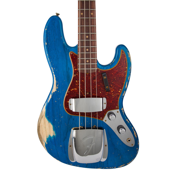 Fender Custom Shop 1961 Jazz Bass, Ash Heavy Relic - Sapphire Blue Transparent - CHUCKSCLUSIVE - #R118315