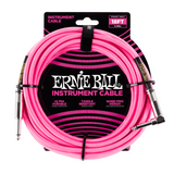 Ernie Ball P06083 Braided Straight to Right Angle Instrument Cable - 18-Foot Neon Pink