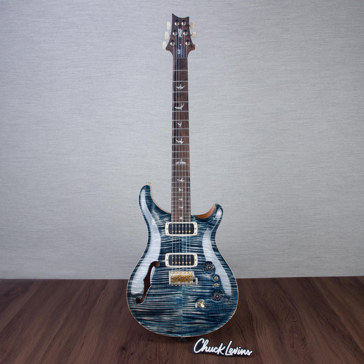 PRS 40th Anniversary Limited Edition Custom 24-08 Semi-Hollowbody Electric Guitar - Faded Whale Blue with Natural Back - #250400135