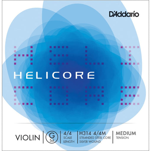 D'Addario Helicore Silver G Single Violin String - 4/4 Scale Medium Tension H314 4/4M