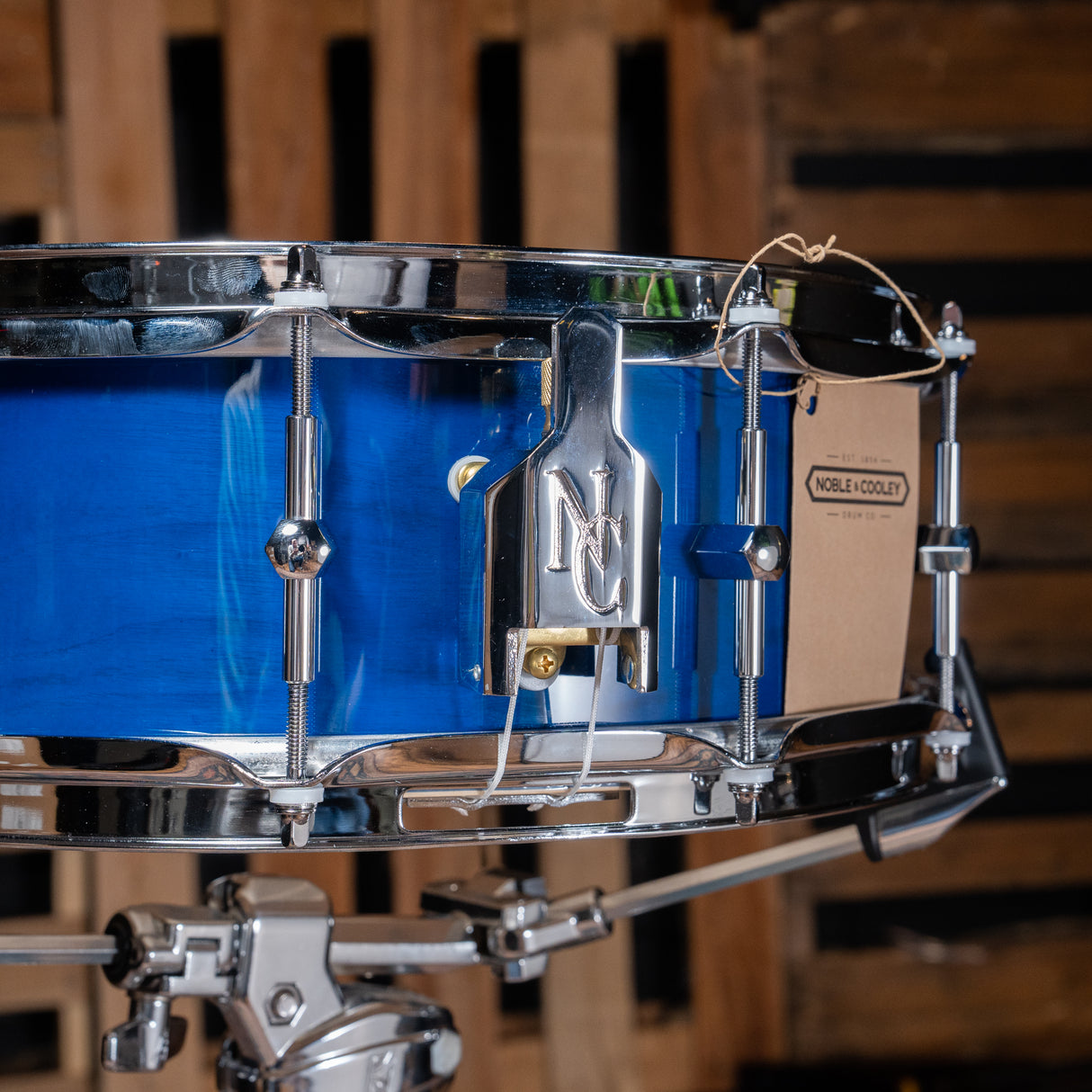 Noble & Cooley 5x14-Inch Solid Ash Shell Snare - Trans Blue Gloss