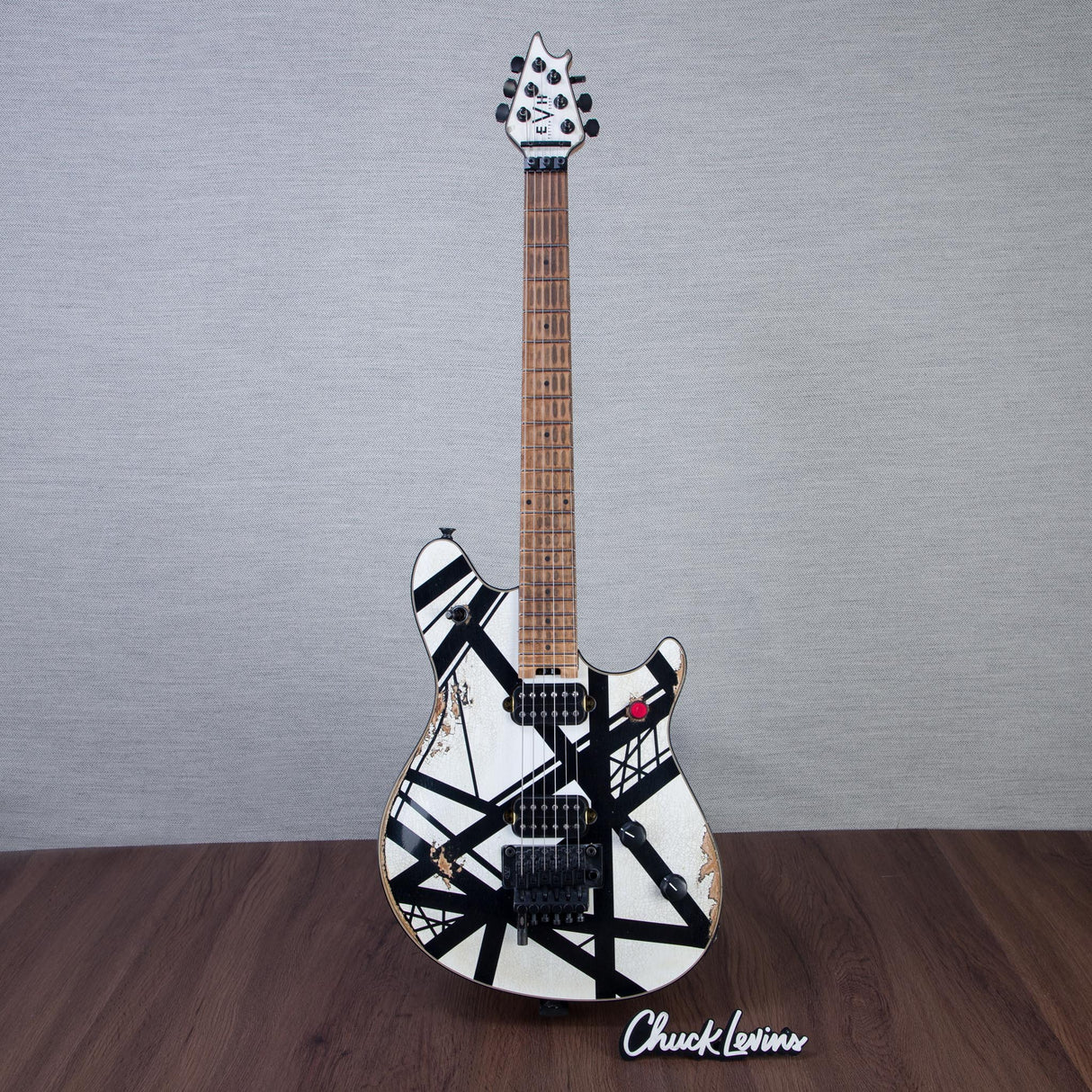 EVH Custom Shop Special Edition Wolfgang Stripes Electric Guitar - White/Black Stripes - #WG17642A