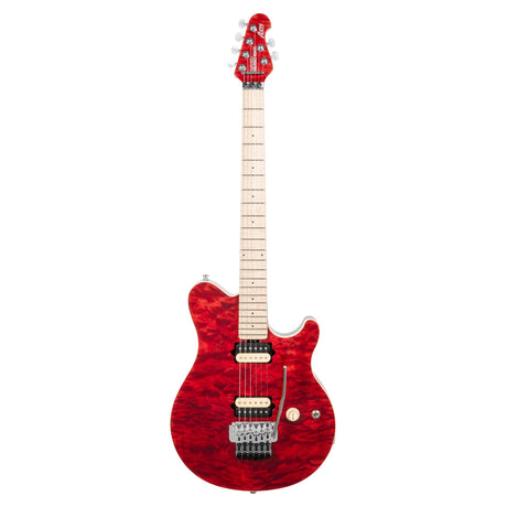 Ernie Ball Music Man 30th Anniversary Axis Electric Guitar - Translucent Red Quilt Top/Black Red Sparkle Back