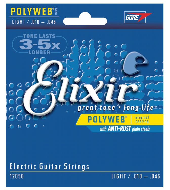 Elixir 12050 Polyweb Coated Electric Guitar Strings With Anti-Rust Plated Plain Steels, Light (10 - 46)