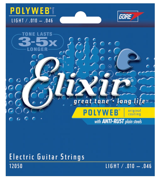 Elixir 12050 Polyweb Coated Electric Guitar Strings With Anti-Rust Plated Plain Steels, Light (10 - 46)
