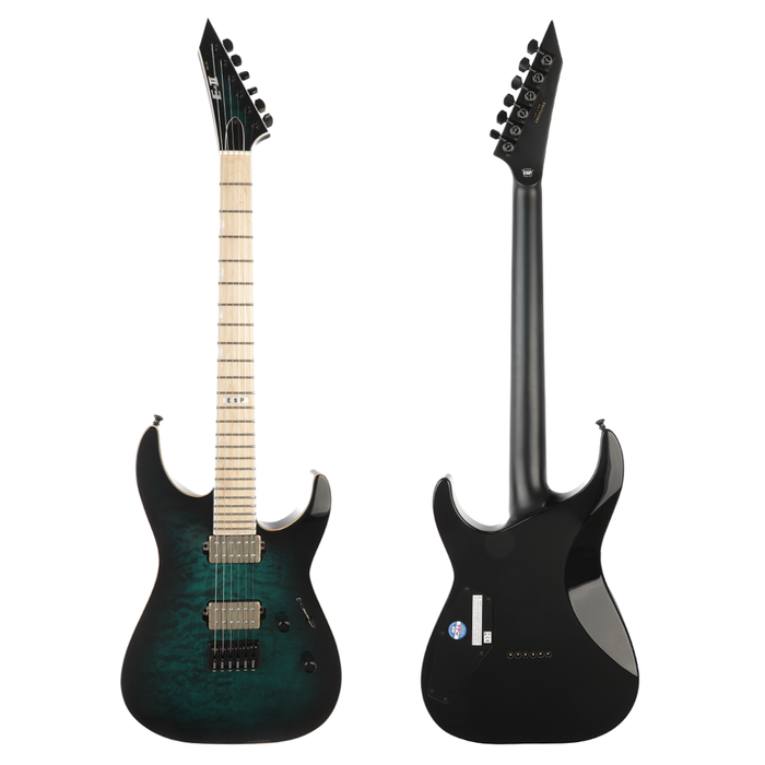 ESP E-II M-II NT Hipshot Quilted Maple Electric Guitar - Black Turquoise Burst - Display Model - Display Model