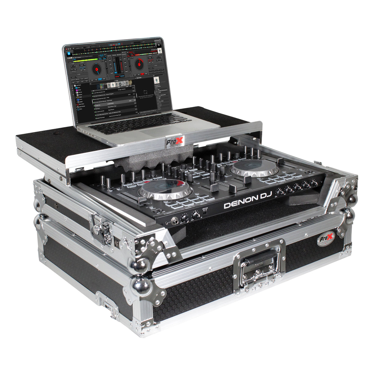 ProX XS-UXLT Universal Flight Style Road For Medium Sized DJ Controllers with Sliding Laptop Shelf