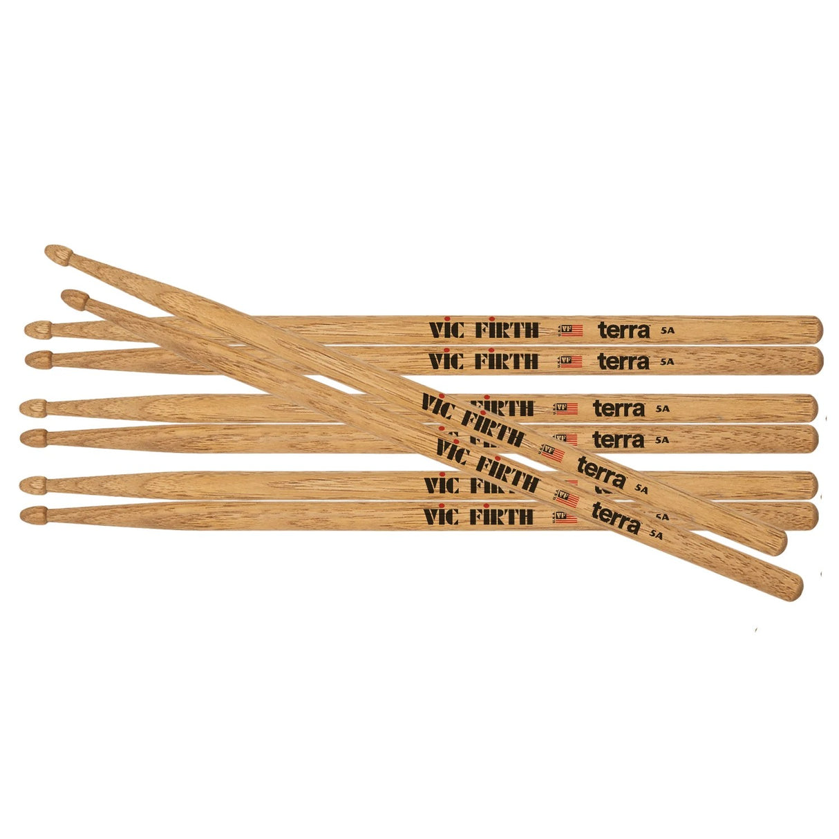 Vic Firth American Classic 5AT Terra Series Drumsticks with Wood Tip - 4 Pairs
