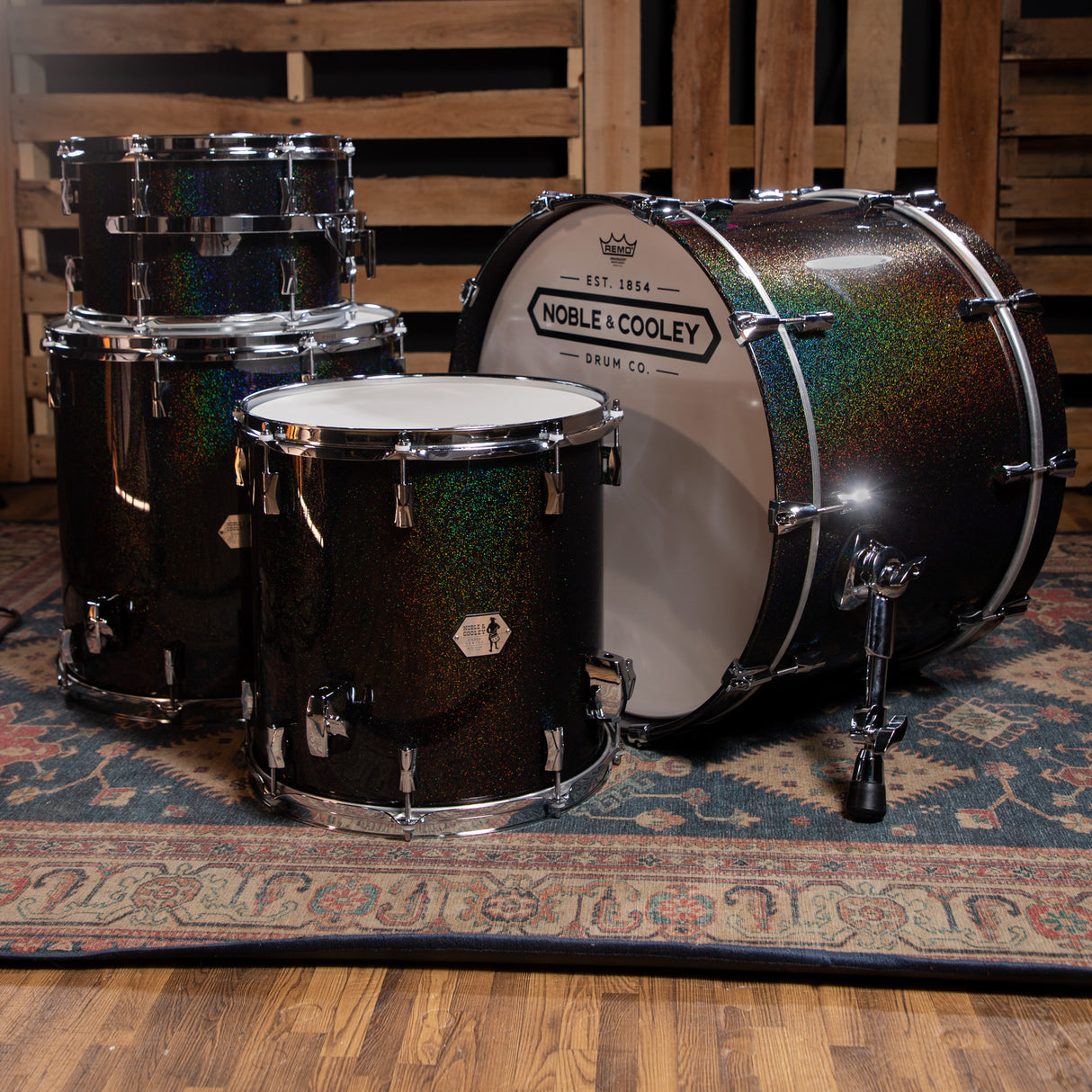 Noble & Cooley 4-Piece Union Series Shell Pack with 22-Inch Kick - Rainbow Sparkle