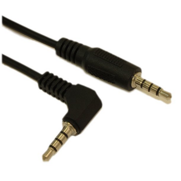 RapcoHorizon Stereo 3.5mm TRRS To TRRS Cable - 6 Inch Straight To Right Angle