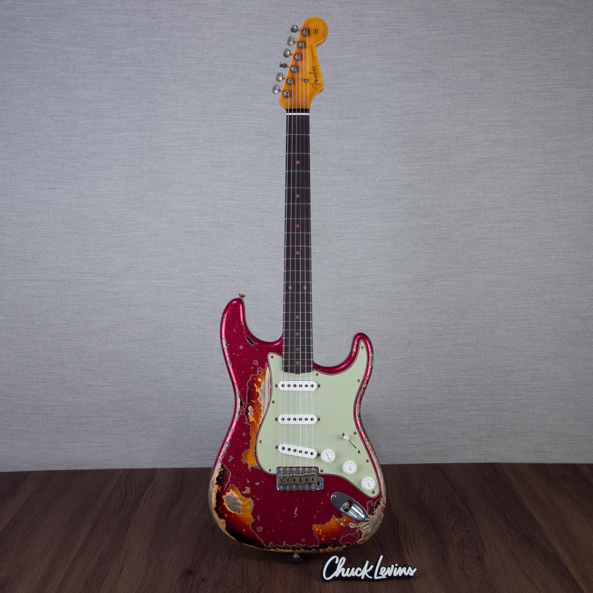 Fender Custom 1961 Stratocaster Electric Guitar Super Heavy Relic - Red Sparkle over 3-Color Sunburst - #CZ587441
