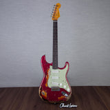 Fender Custom 1961 Stratocaster Electric Guitar Super Heavy Relic - Red Sparkle over 3-Color Sunburst - #CZ587441