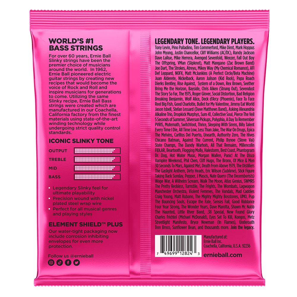 Ernie Ball 2824 Super Slinky Nickel Wound Electric Bass Guitar Strings - .040-.125 5-string