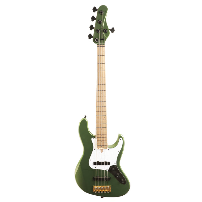 Brubaker USA JXB-5 Standard Electric Bass Guitar - Lime Gold Green Metallic - #014-21