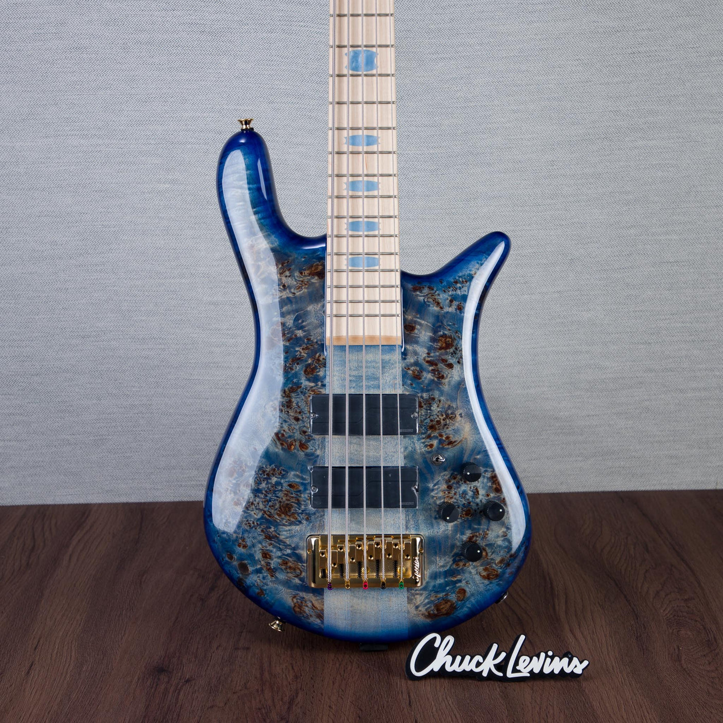 Spector Euro 5 LT Poplar Burl Over Ash 5-String Electric Bass Guitar - Faded Light Blue Gloss - CHUCKSCLUSIVE - #]C121NB23317