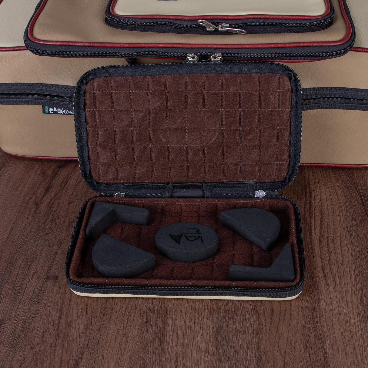 Marcus Bonna Gentleman's Bassoon Case - Beige/Ivory Leather, Wine Red Trim, Silver Metal Logo