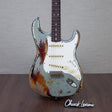 Fender Custom Shop Time Machine Collection 1965 Stratocaster Electric Guitar Super Heavy Relic - Aged Fire Mist Silver Over 3-Color Sunburst - #CZ585740