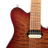 Music Man Quilt Maple Axis Electric Guitar - Roasted Amber - New
