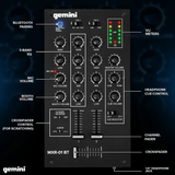 Gemini MXR-01BT 2-Channel Professional DJ Mixer with Bluetooth Input