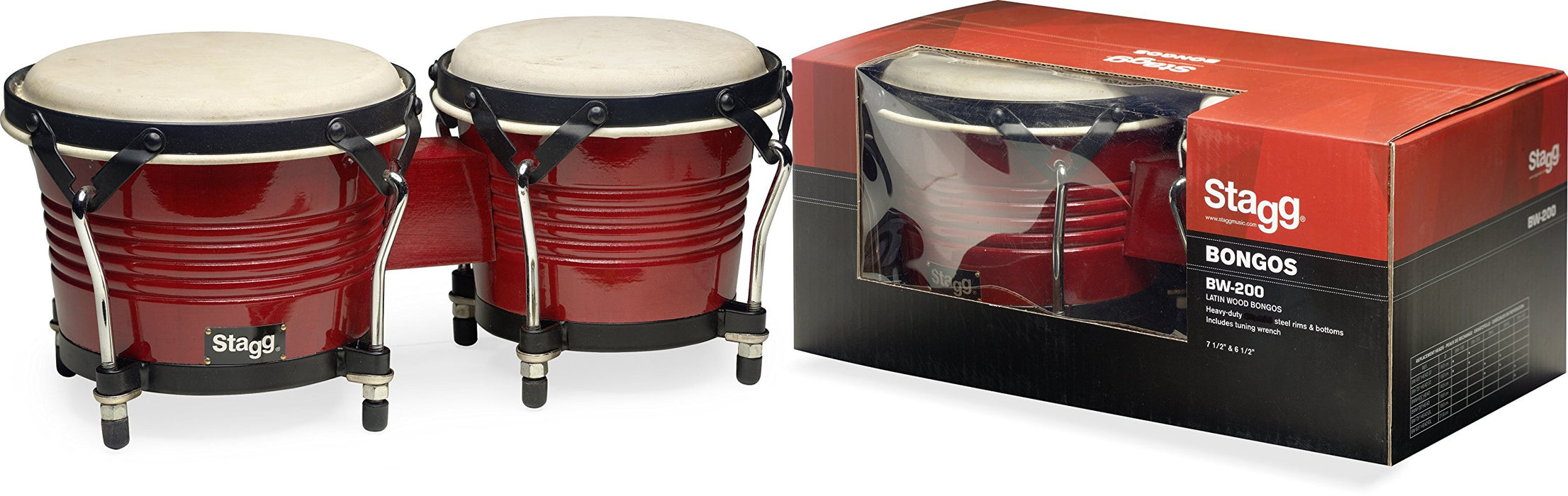 Stagg Latin Wood Bongos - Wild Cherry Finish