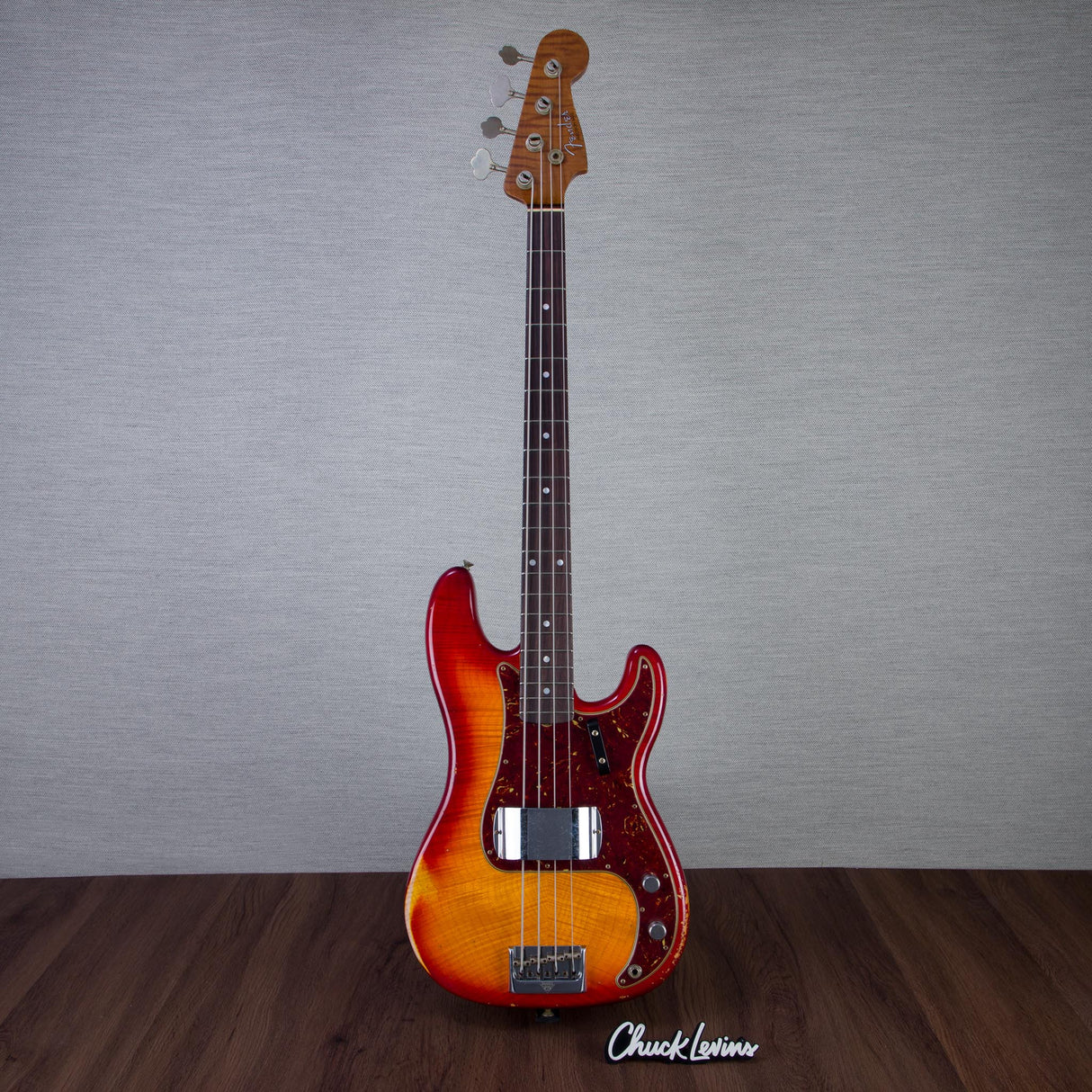 Fender Custom Shop Artisan Flame Precision Bass Electric Guitar - Aged Cherry Sunburst - #CZ587740