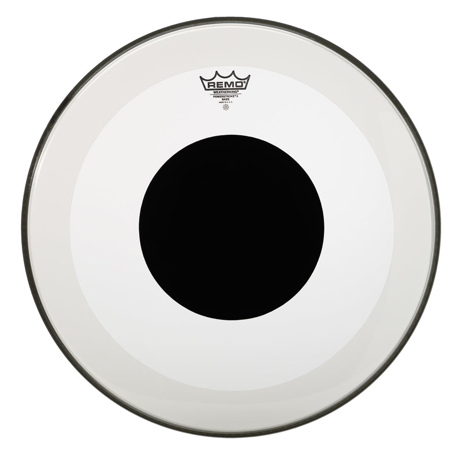 Remo 22" Clear Powerstroke 3 Black DOT Bass Drum Head