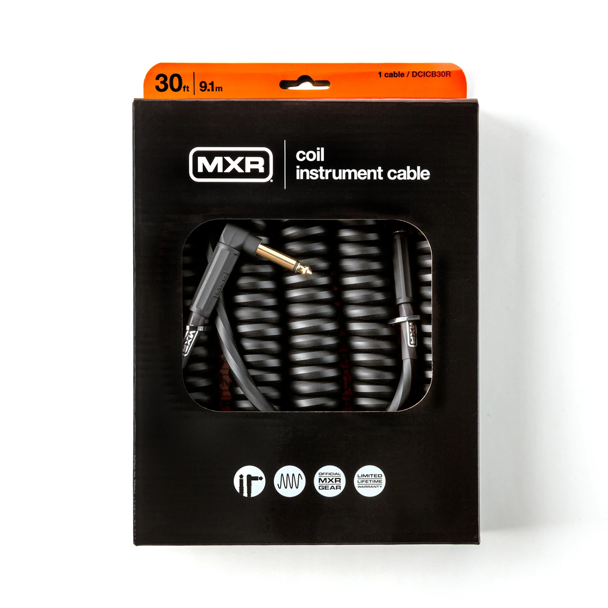 MXR 30-Foot Coil Black Instrument Cable - Right / Straight