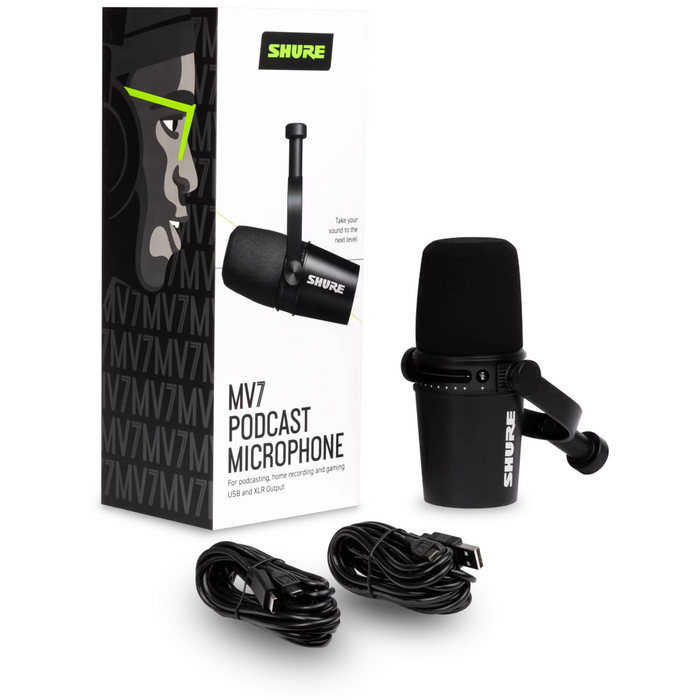 Shure MV7-K Podcast Microphone - Black - Mint, Open Box