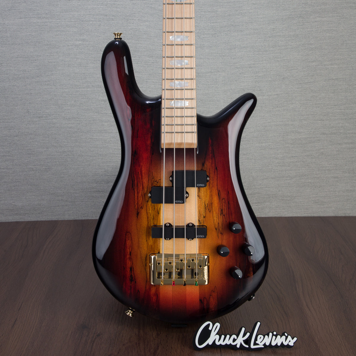 Spector Euro 4 LT Spalted Maple Bass Guitar - Fire Red Burst - CHUCKSC ...