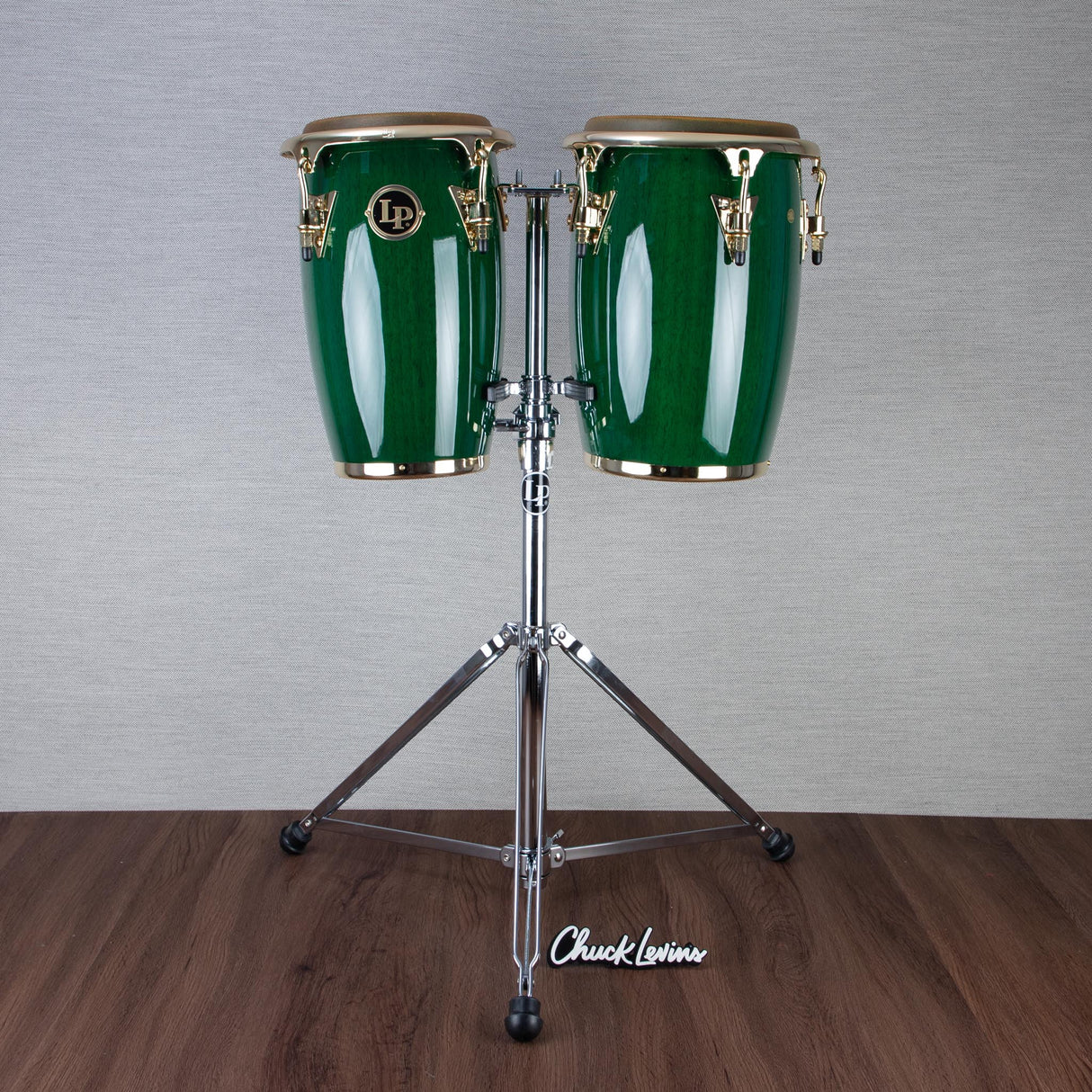 LP Custom Shop Junior Wood Conga Set - Green with Gold Hardware