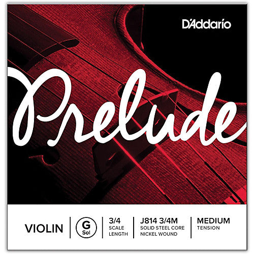 D'Addario Prelude Single G Violin String - 3/4 Scale Medium Tension J814 3/4M