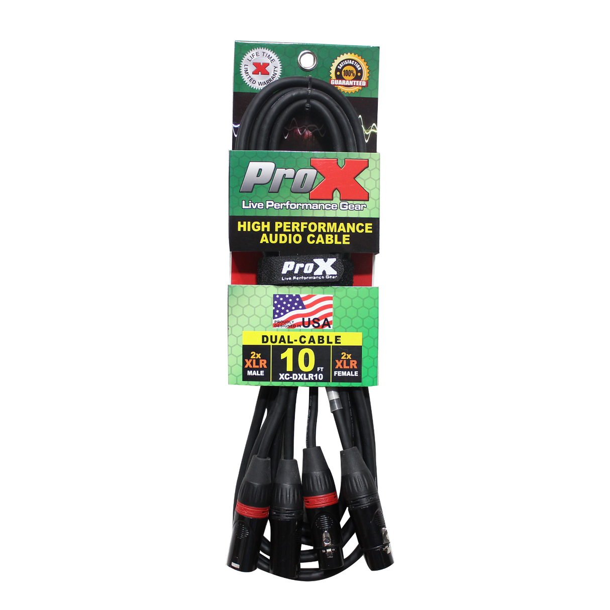 ProX XC-DXLR10 10 Ft. Balanced Dual XLR-M to Dual XLR-F High Performance Audio Cable