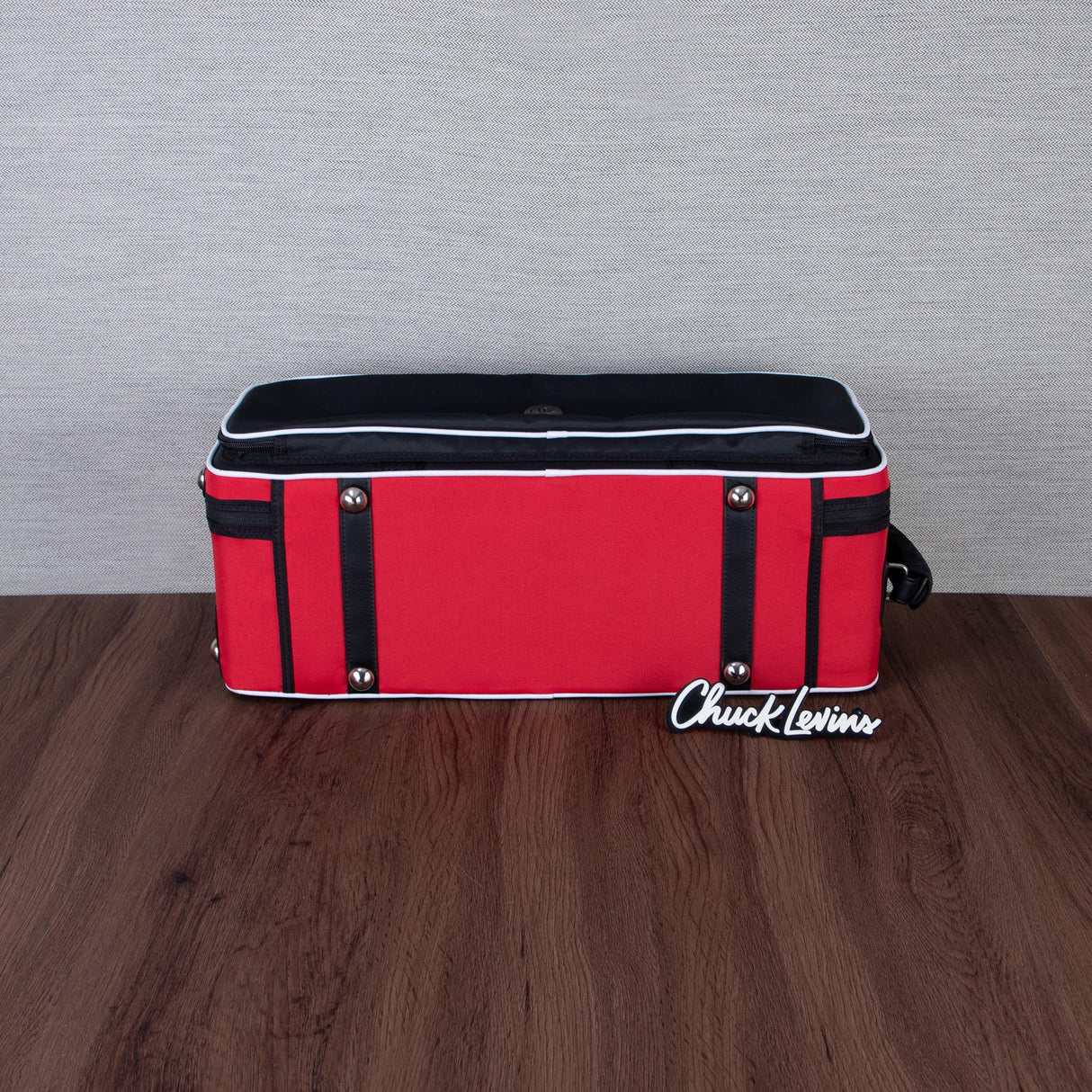 Marcus Bonna Custom Double Case for Piston Trumpets - Red / Black, Carbon Fiber Shell