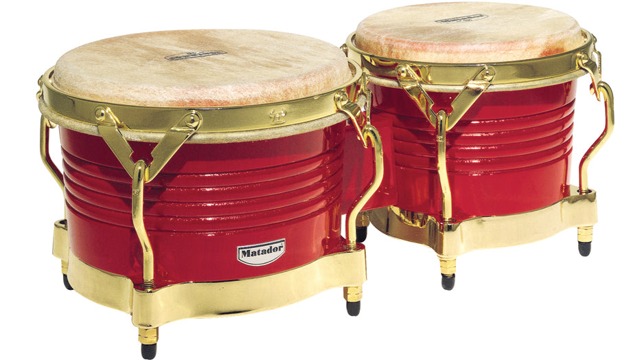 LP M201-RW Matador Wood Bongos, Blaze Red/Gold Tone