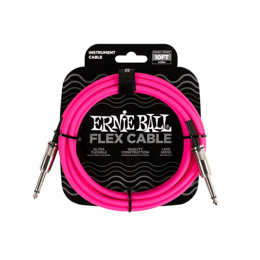 Ernie Ball P06413 Flex Straight to Straight Instrument Cable 10-Foot - Pink