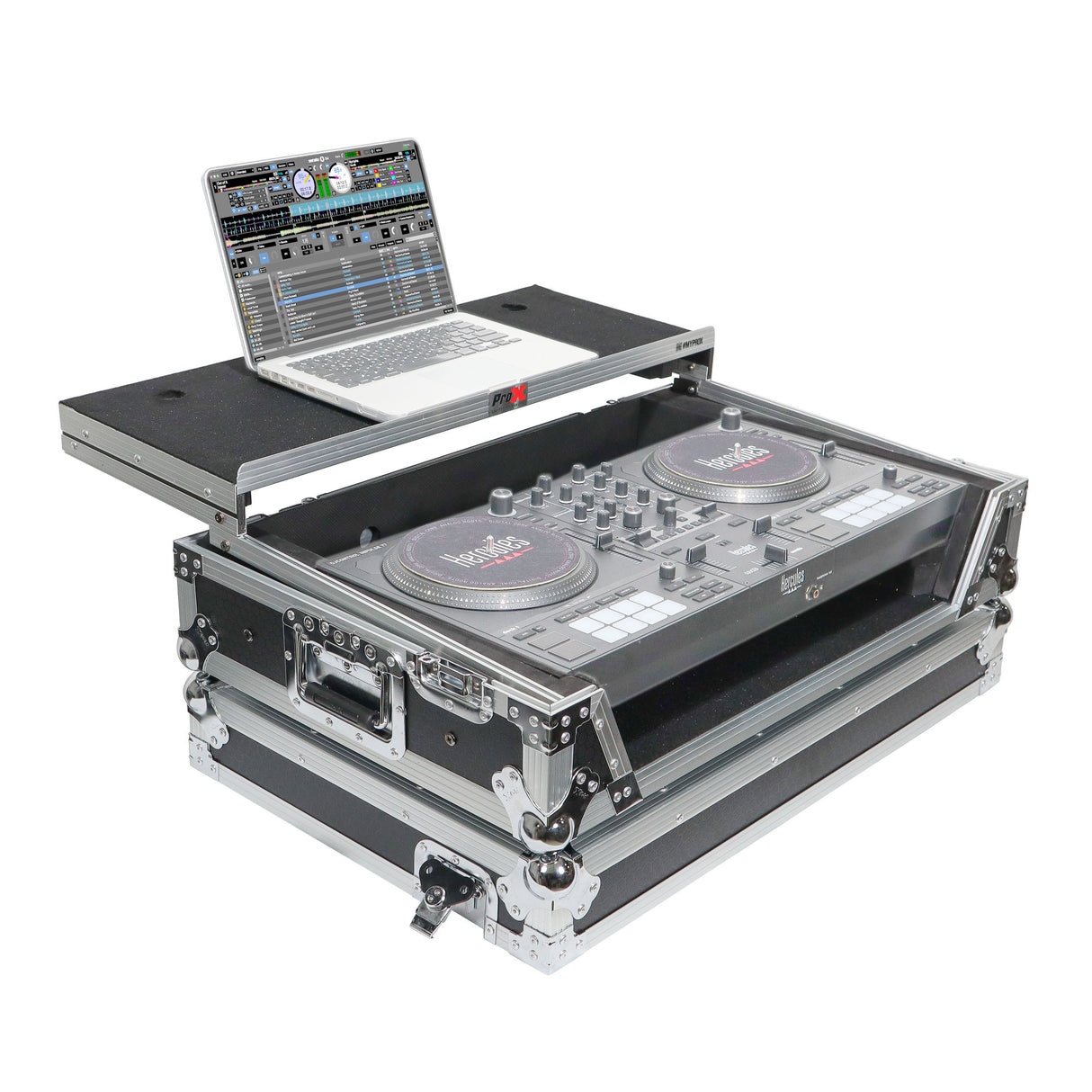 ProX XS-DDJSR2LT LED Flight Case for Hercules Inpulse T7 W-Laptop Shelf and Bonus LED Kit