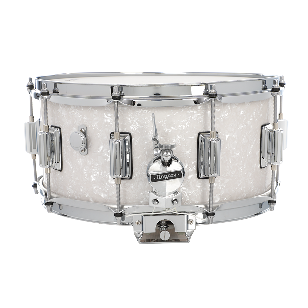 Rogers Dyna-Sonic 6.5 x 14" Wood Shell Snare Drum - White Marine Pearl Beavertail