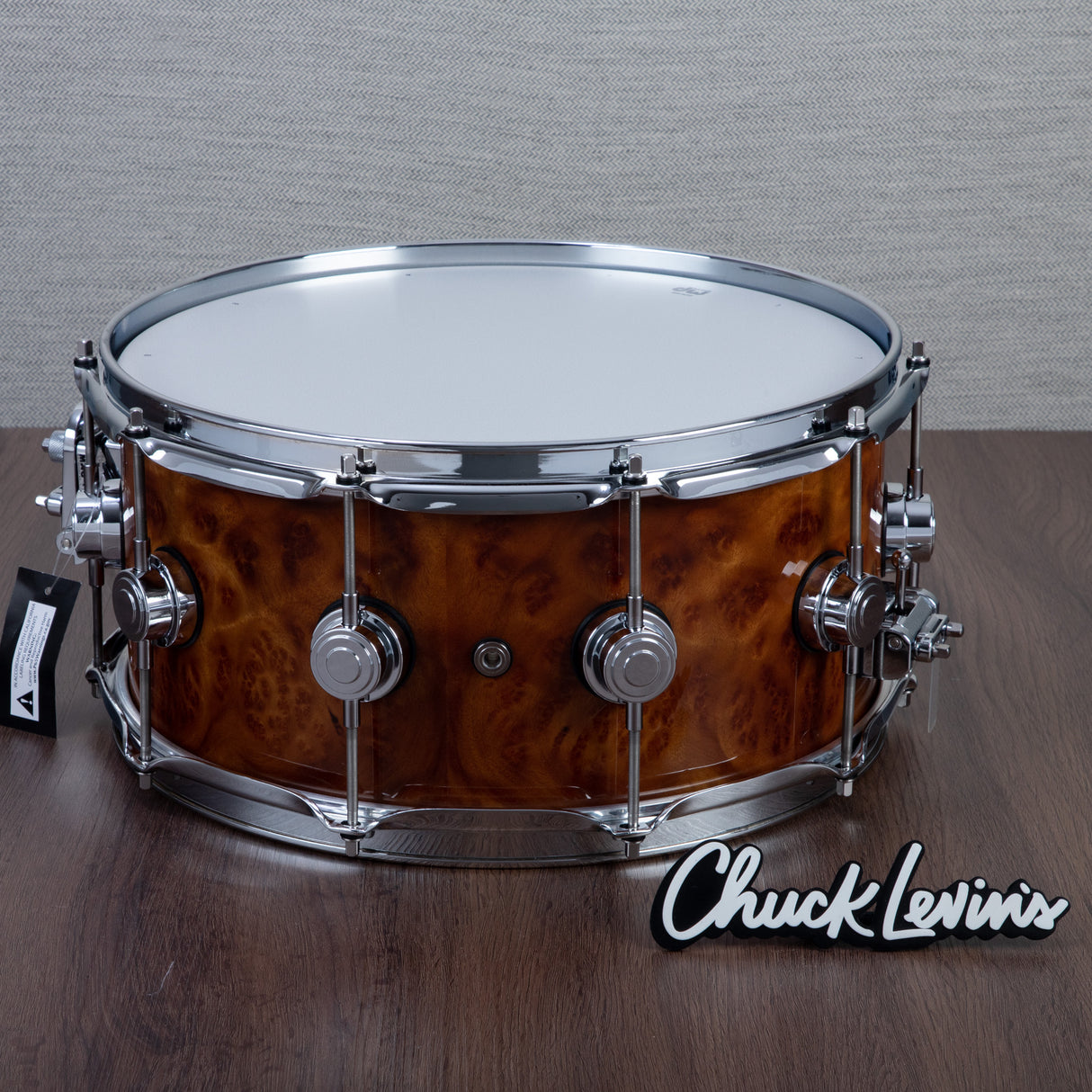 DW 6.5 x 14-Inch Collector's Maple Exotic Series Snare Drum - Natural Lacquer over Camphor Burl