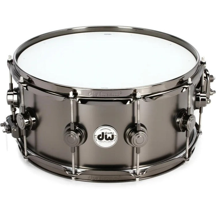 DW 6.5 x 14-Inch Collector's Series Metal Snare Drum - Satin Black Over Brass - Black Nickel Hardware