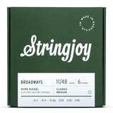 Stringjoy Broadways Classic Medium Gauge (11-48) Pure Nickel Electric Guitar Strings
