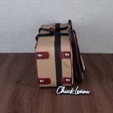 Marcus Bonna Gentleman's Bassoon Case - Beige/Ivory Leather, Wine Red Trim, Silver Metal Logo