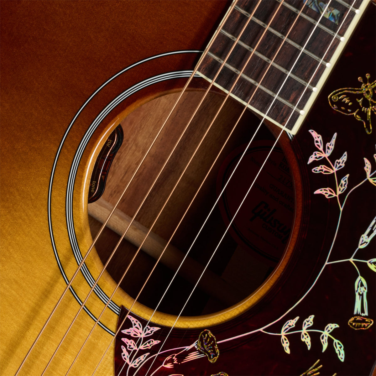 Gibson Custom Shop Hummingbird Elegant Koa Acoustic Electric Guitar - Honey Burst