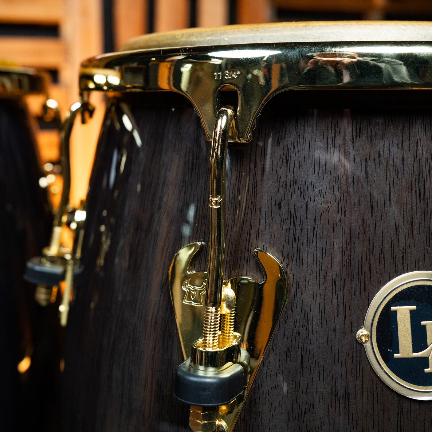 LP 11 and 3/4-Inch Matador Conga, Siam Oak - Black with Gold Hardware - CHUCKSCLUSIVE